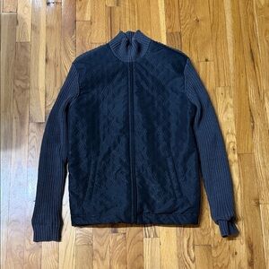 Alfani Men's Black and Dark Gray Zip-Up Sweater